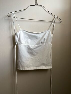 White Spaghetti Strap Cotton Blend Tank Top brand is edikted.